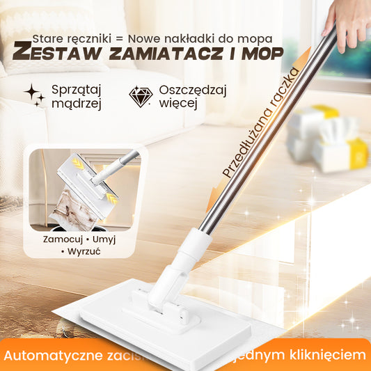 Jednorazowy mop do kurzu z 4 ściereczkami wielokrotnego użytku