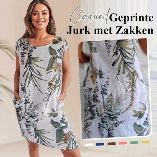 Sukienka botaniczna z okrągłym dekoltem