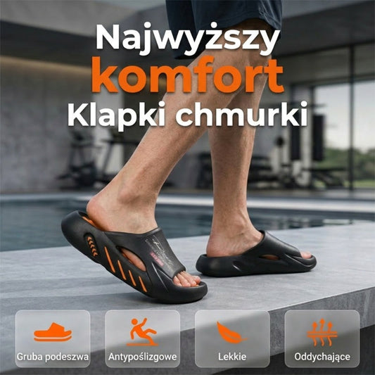 🏖️ Antypoślizgowe, grube kapcie w kształcie chmurek - Dla kobiet i mężczyzn