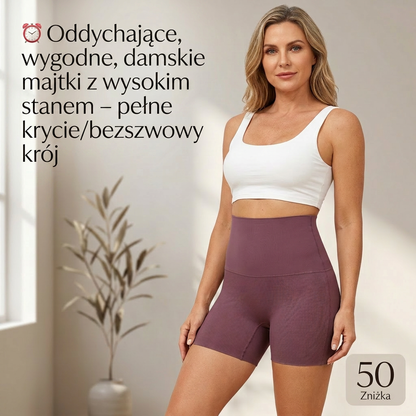 ⏰ Oddychające, wygodne damskie majtki z wysokim stanem – pełne pokrycie / bezszwowe wykonanie