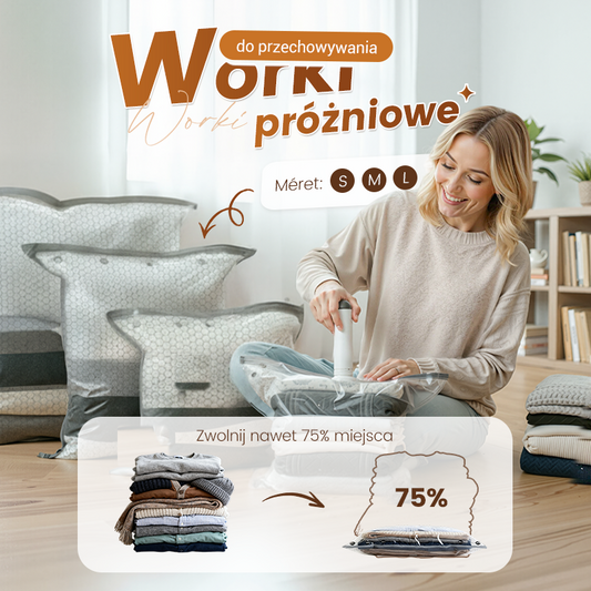 💪 Podróżne worki próżniowe i przenośny zestaw pomp - Zaoszczędź 75% miejsca