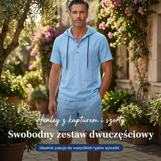 ✨ Męski premium letni komplet dwuczęściowy | Elegancka koszulka z krótkim rękawem + szorty