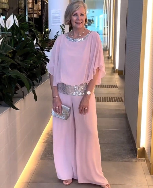Elegancki dwuczęściowy zestaw cekinów Colorblock