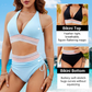 kolorowy zestaw bikini z wysokim stanem na brzuchu