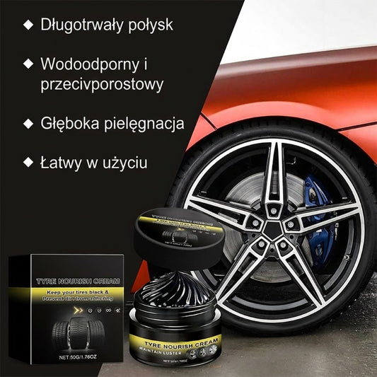 ✨ Krem do pielęgnacji opon – przywraca głęboki czarny połysk, blokuje promienie UV i odpycha zabrudzenia.