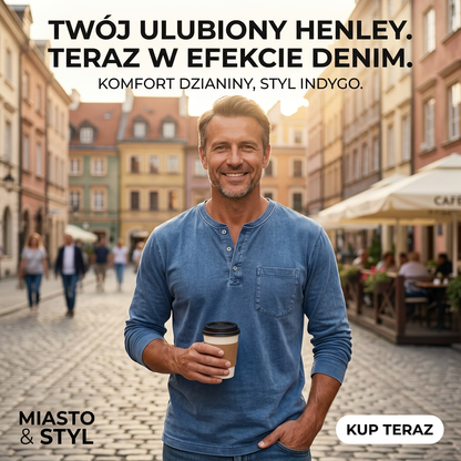 Męska koszula jeansowa z długim rękawem w stylu retro