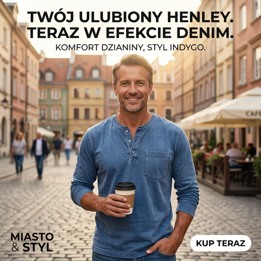 Męska koszula jeansowa z długim rękawem w stylu retro