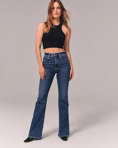 Dżinsy stretch flare z wysokim stanem
