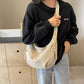 👜Nylonowa torba damska typu hobo w jednolitym kolorze