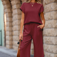 Damski casualowy sweter i spodnie z szerokimi nogawkami, zestaw 2 PCS