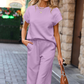 Damski casualowy sweter i spodnie z szerokimi nogawkami, zestaw 2 PCS