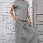 Damski casualowy sweter i spodnie z szerokimi nogawkami, zestaw 2 PCS