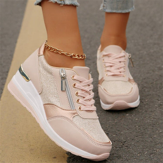 Sznurowane sneakersy damskie z siateczki