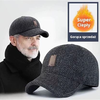 Męska zimowa czapka baseballowa z nausznikami, regulowana