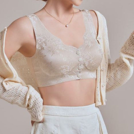 Wygodny biustonosz bez fiszbin z zapięciem z przodu i bezszwowy