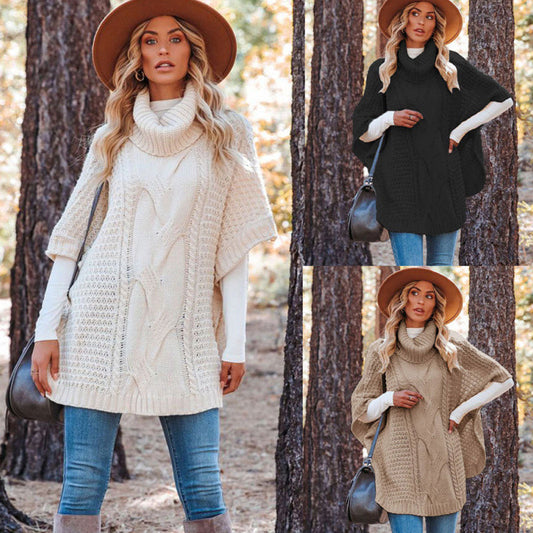 Damska dzianinowa koszula z wysokim kołnierzem