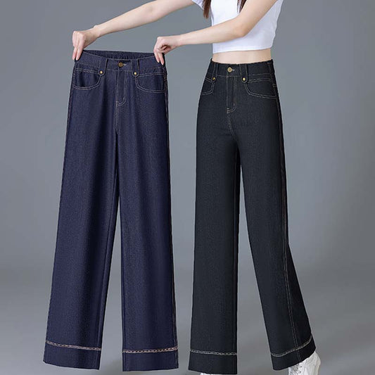 Damska jeansy z wysokim stanem i szerokimi nogawkami