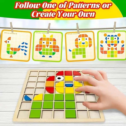 Edukacyjna drewniana kolorowa układanka 3D z motywem zwierząt