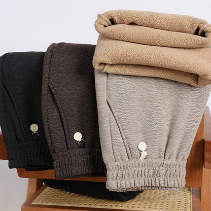 Damskie bawełniane spodnie polarowe z prostymi nogawkami