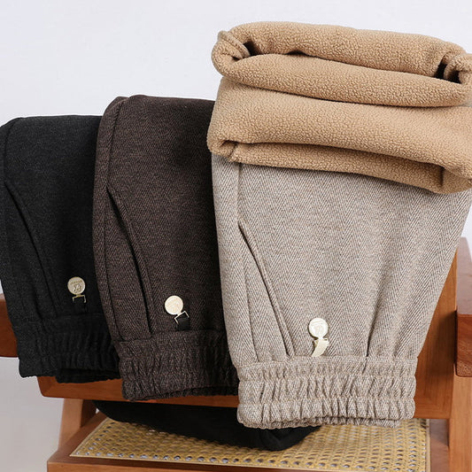 Damskie bawełniane spodnie polarowe z prostymi nogawkami