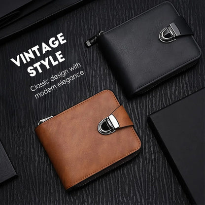 👝Męski portfel z zamkiem błyskawicznym w stylu vintage