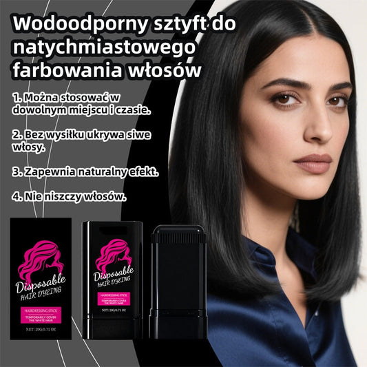 Wodoodporny sztyft do natychmiastowego farbowania włosów (z nasadką grzebieniową)