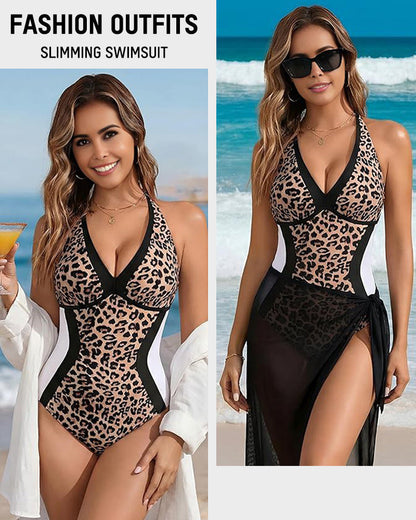 👙Jednoczęściowy kostium kąpielowy dla kobiet z kolorowymi blokami