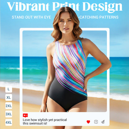 🏊‍♀️ (L-4XL) Damskie jednoczęściowe stroje kąpielowe z nadrukiem